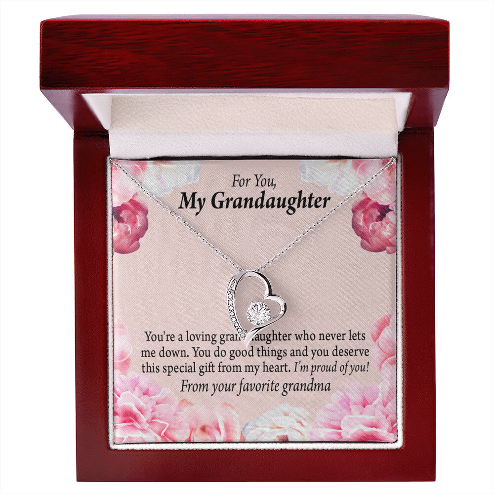 To My Granddaughter Loving Granddaughter To Grandma Forever Necklace w Message Card-Express Your Love Gifts