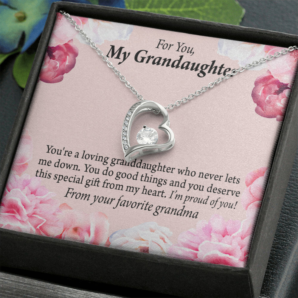 To My Granddaughter Loving Granddaughter To Grandma Forever Necklace w Message Card-Express Your Love Gifts