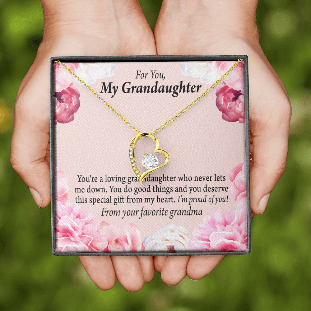 To My Granddaughter Loving Granddaughter To Grandma Forever Necklace w Message Card-Express Your Love Gifts