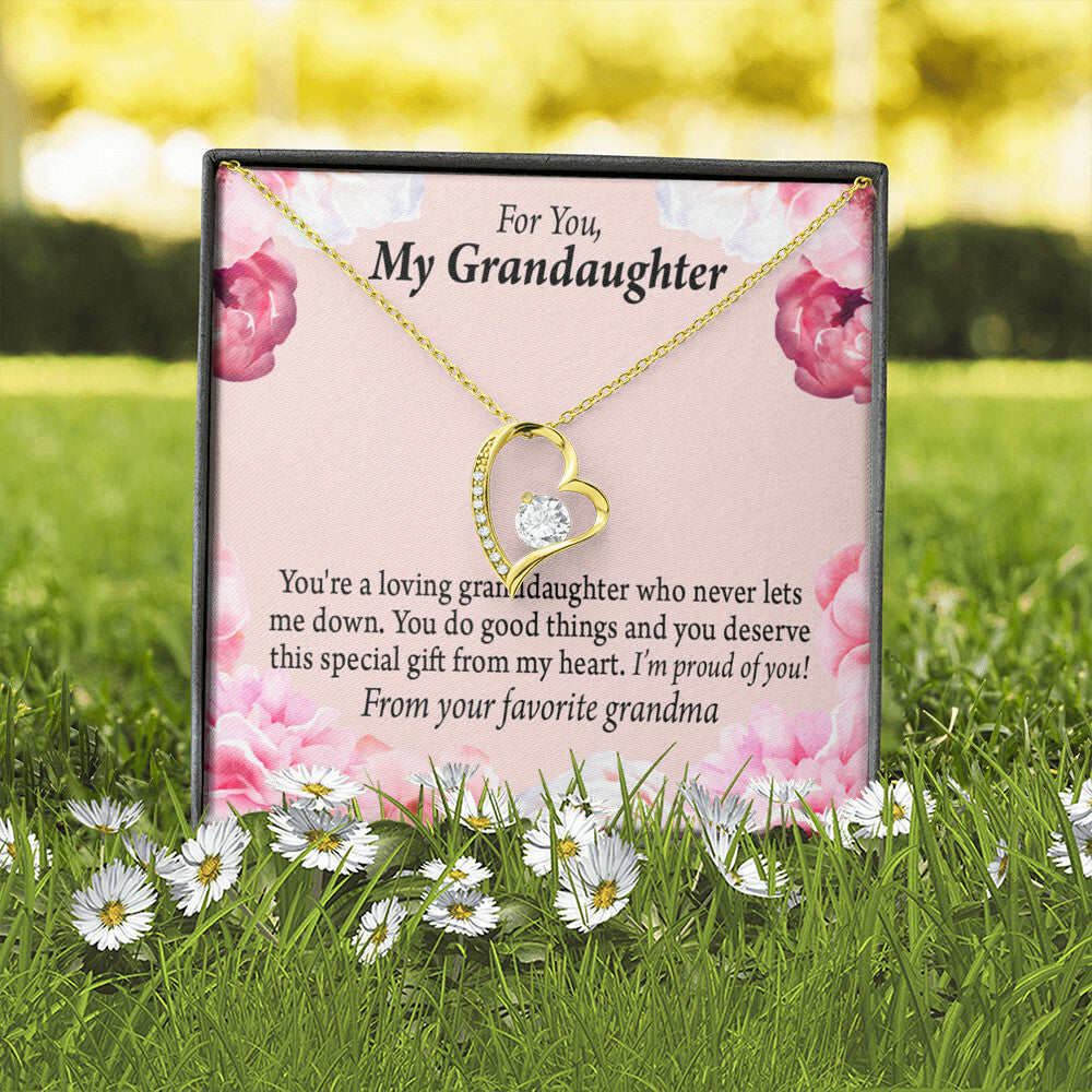 To My Granddaughter Loving Granddaughter To Grandma Forever Necklace w Message Card-Express Your Love Gifts
