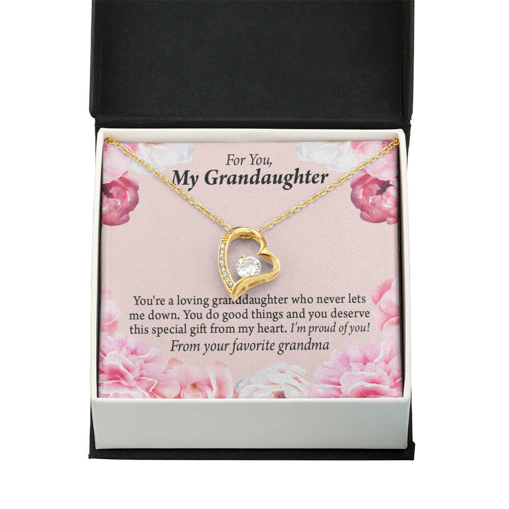 To My Granddaughter Loving Granddaughter To Grandma Forever Necklace w Message Card-Express Your Love Gifts