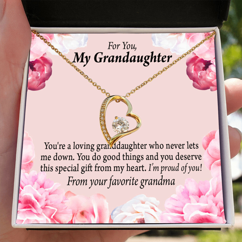 To My Granddaughter Loving Granddaughter To Grandma Forever Necklace w Message Card-Express Your Love Gifts