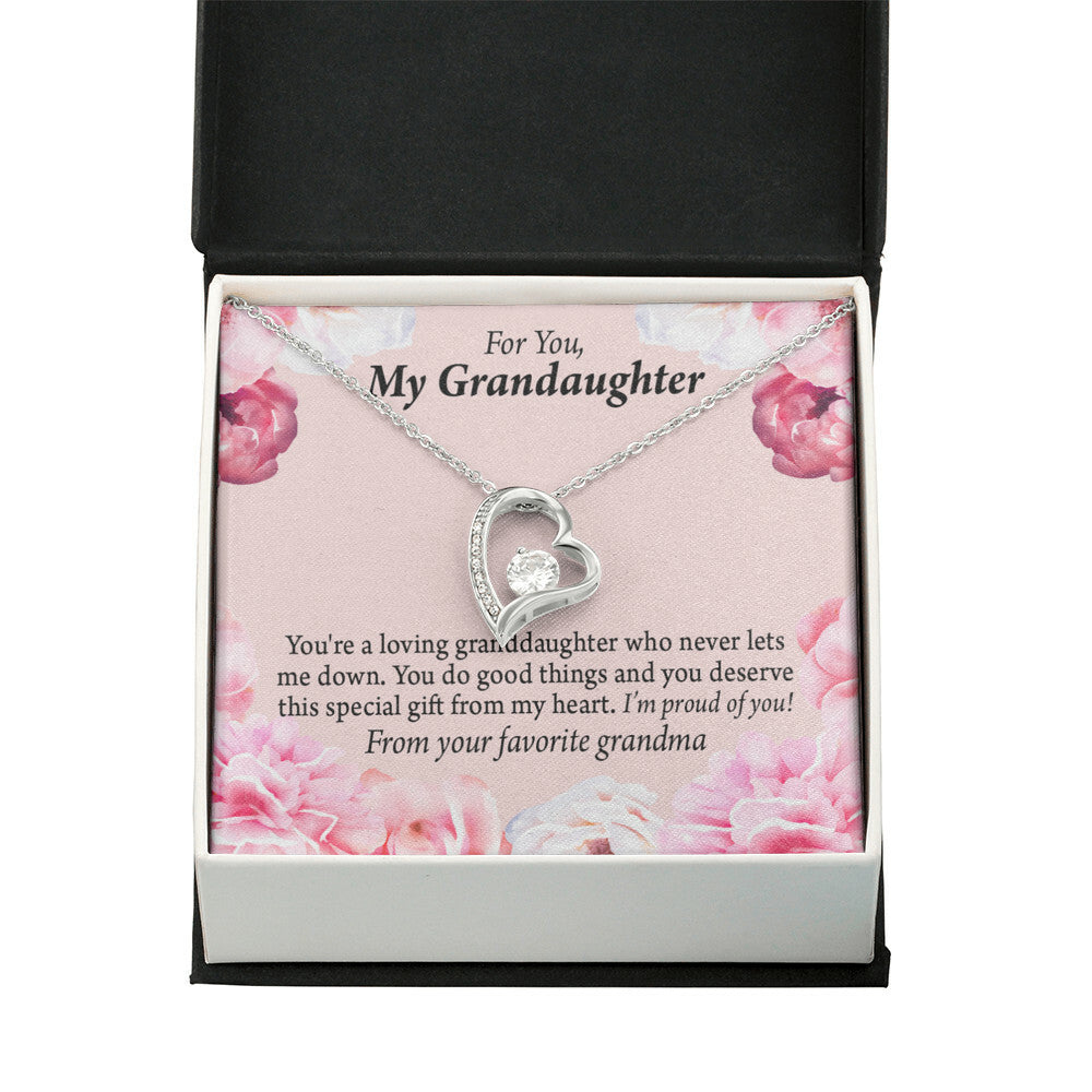 To My Granddaughter Loving Granddaughter To Grandma Forever Necklace w Message Card-Express Your Love Gifts