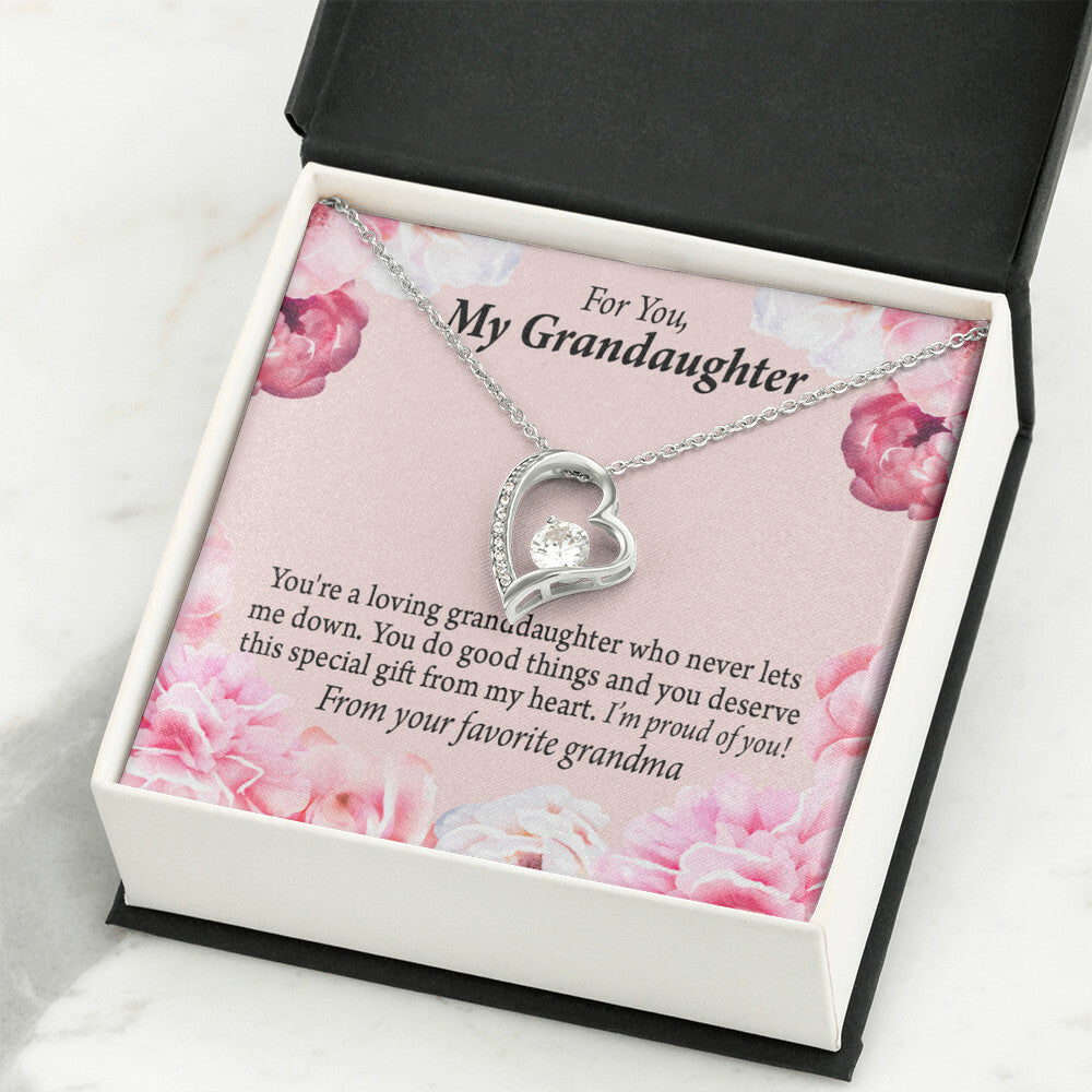 To My Granddaughter Loving Granddaughter To Grandma Forever Necklace w Message Card-Express Your Love Gifts