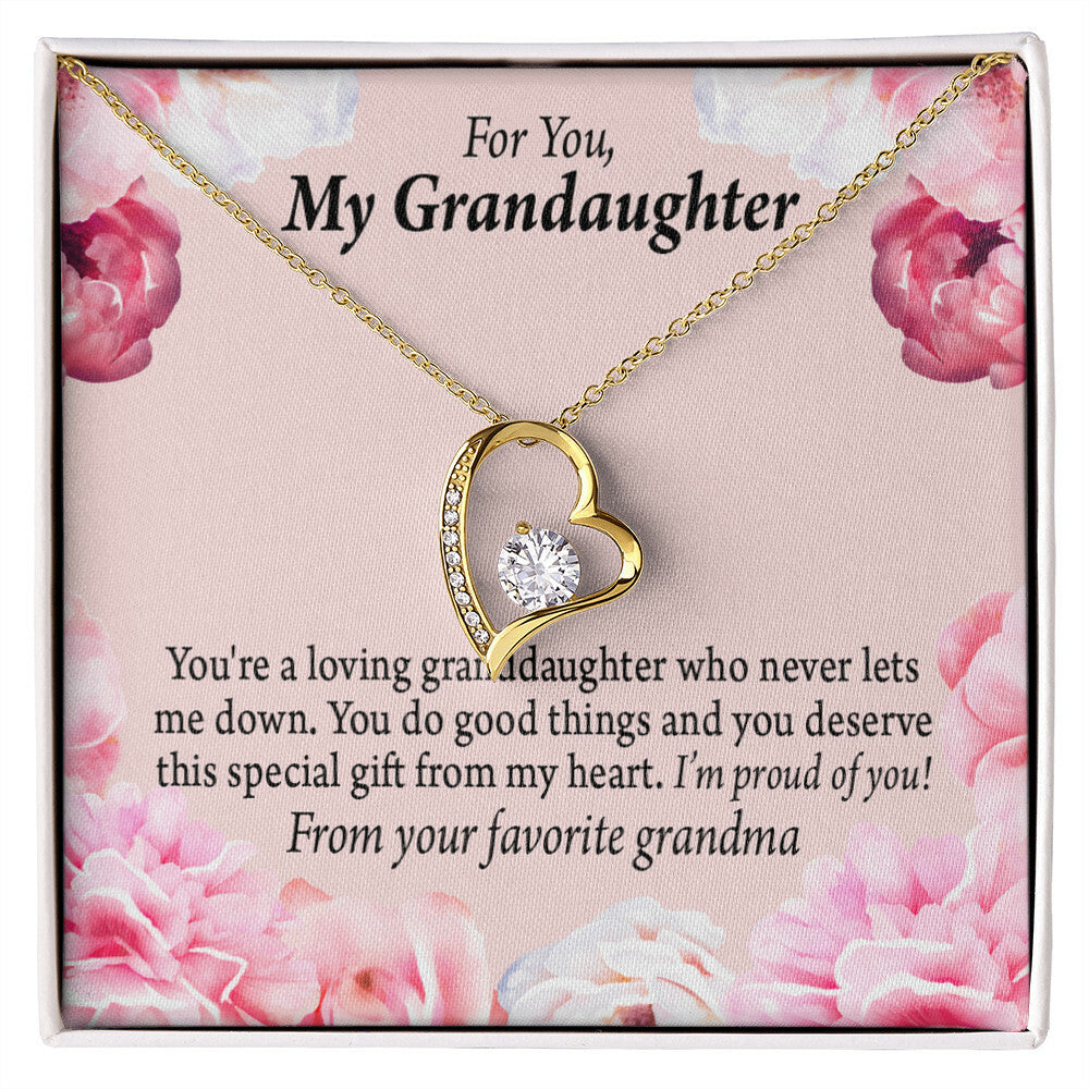 To My Granddaughter Loving Granddaughter To Grandma Forever Necklace w Message Card-Express Your Love Gifts