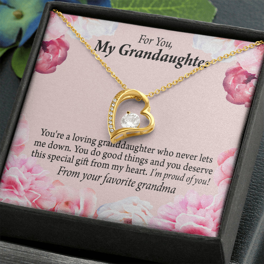To My Granddaughter Loving Granddaughter To Grandma Forever Necklace w Message Card-Express Your Love Gifts