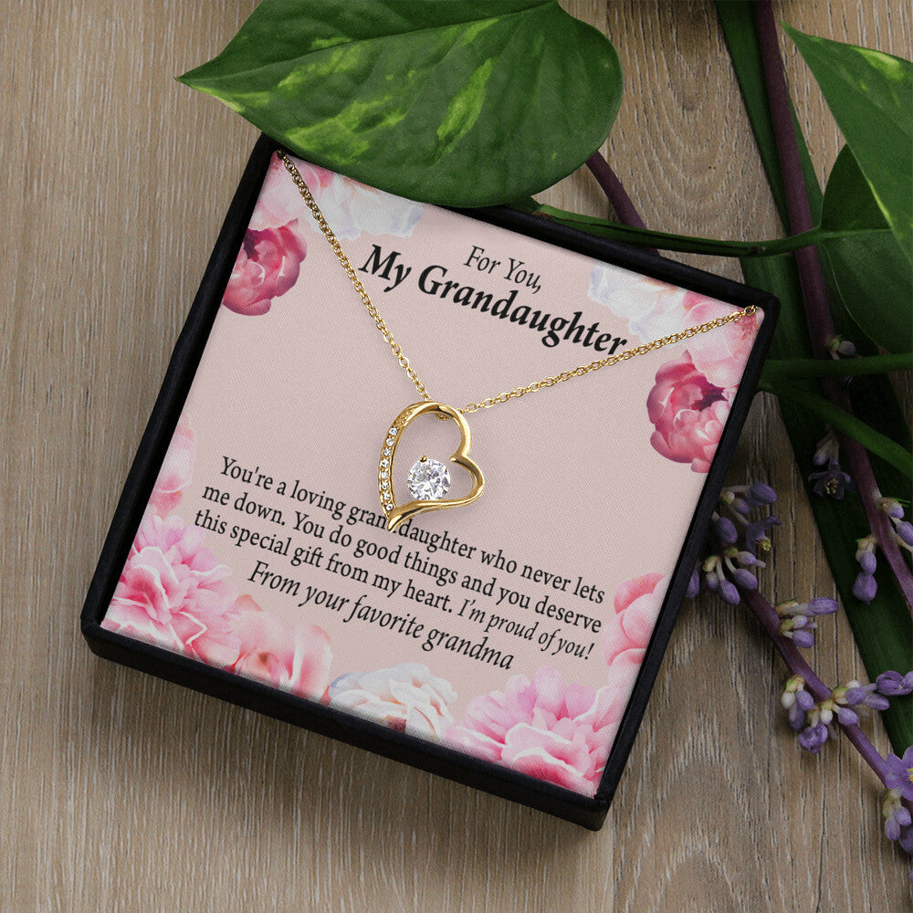 To My Granddaughter Loving Granddaughter To Grandma Forever Necklace w Message Card-Express Your Love Gifts
