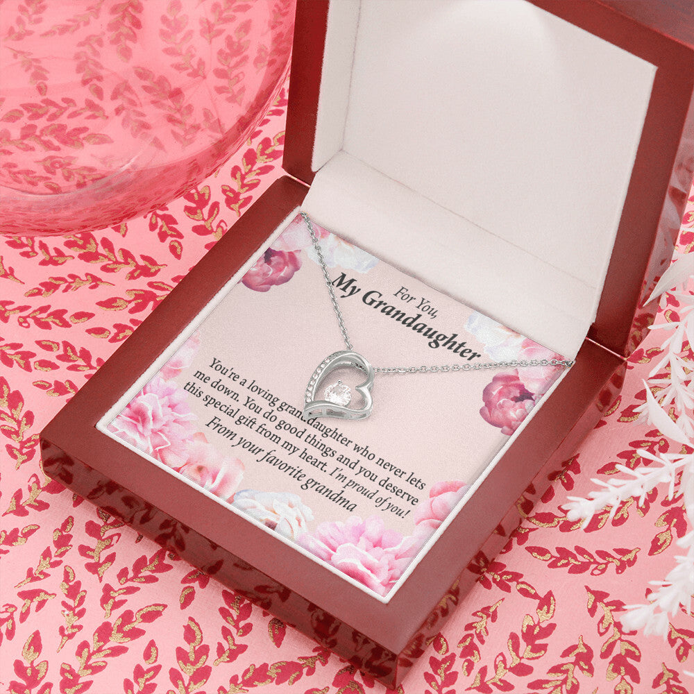 To My Granddaughter Loving Granddaughter To Grandma Forever Necklace w Message Card-Express Your Love Gifts