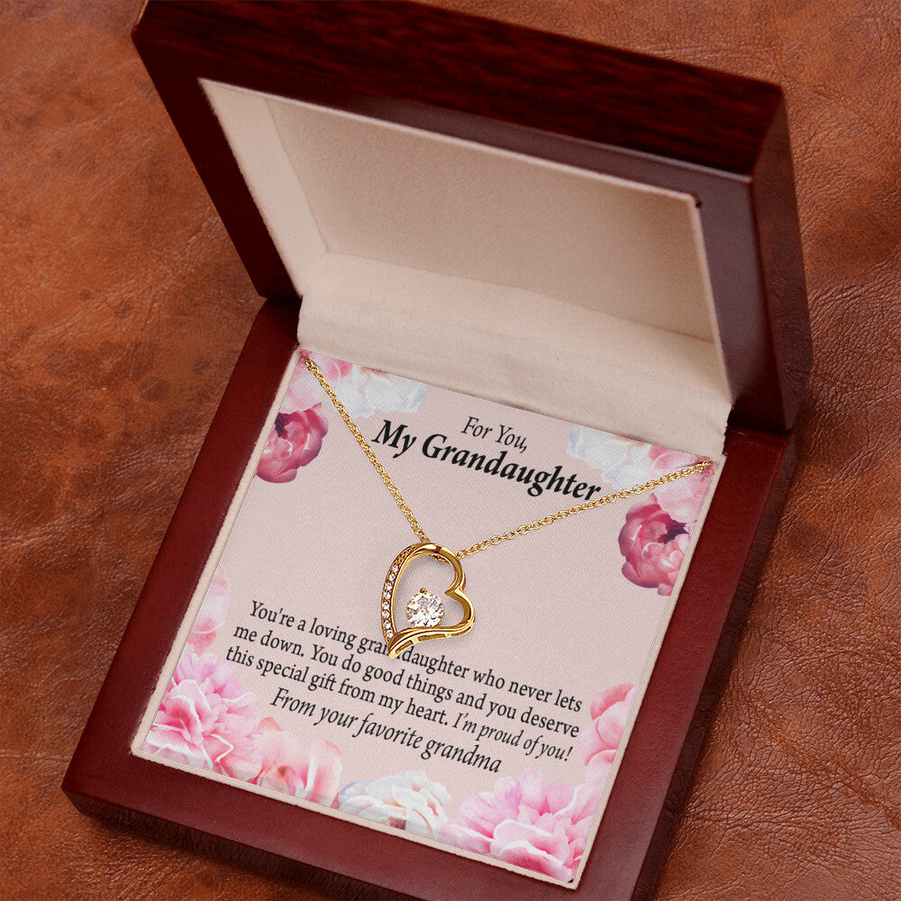 To My Granddaughter Loving Granddaughter To Grandma Forever Necklace w Message Card-Express Your Love Gifts
