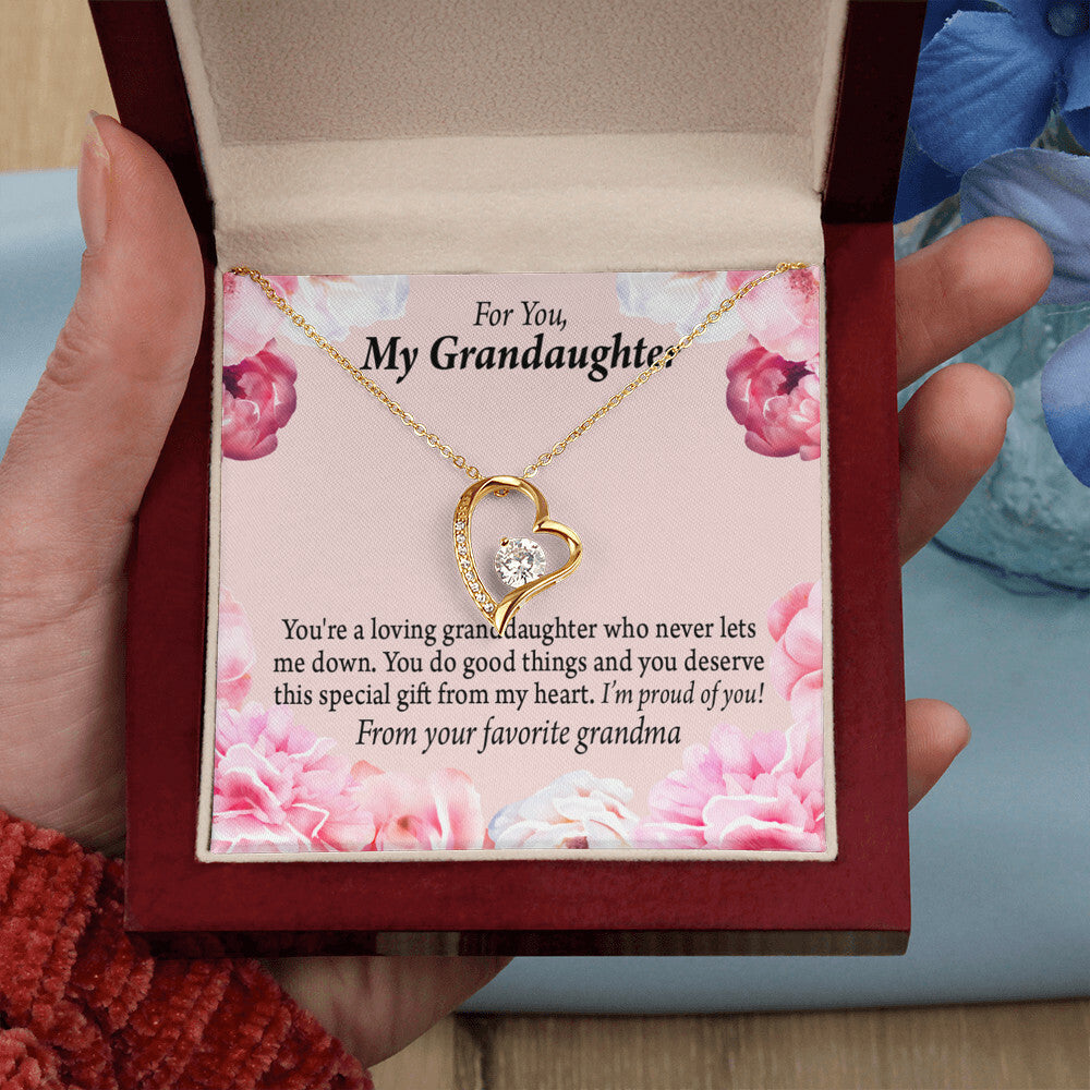 To My Granddaughter Loving Granddaughter To Grandma Forever Necklace w Message Card-Express Your Love Gifts