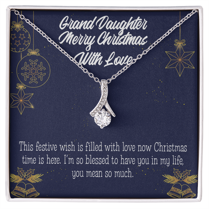 To My Granddaughter Merry Christmas Granddaughter Alluring Ribbon Necklace Message Card-Express Your Love Gifts