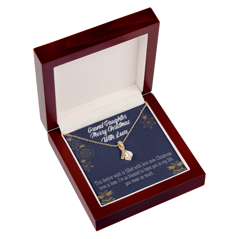 To My Granddaughter Merry Christmas Granddaughter Alluring Ribbon Necklace Message Card-Express Your Love Gifts