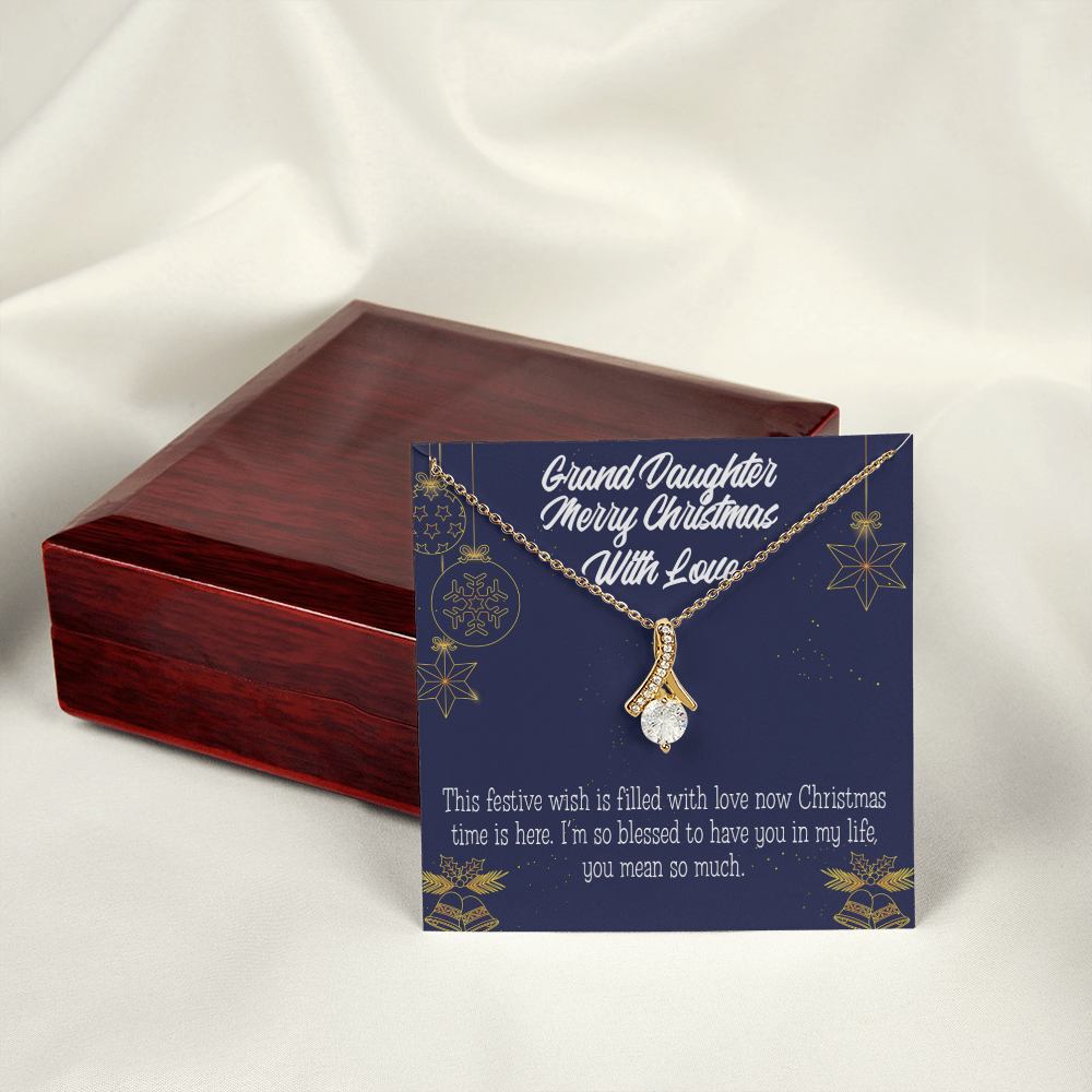 To My Granddaughter Merry Christmas Granddaughter Alluring Ribbon Necklace Message Card-Express Your Love Gifts