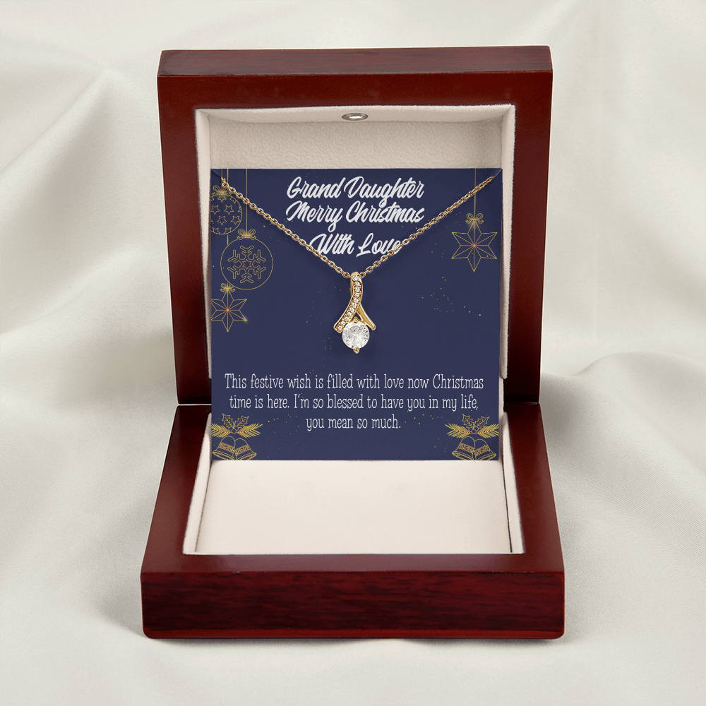To My Granddaughter Merry Christmas Granddaughter Alluring Ribbon Necklace Message Card-Express Your Love Gifts
