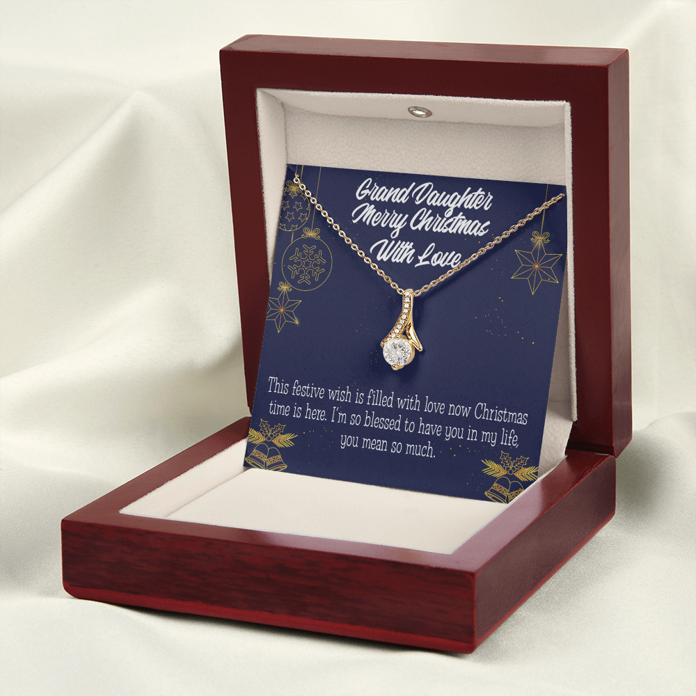 To My Granddaughter Merry Christmas Granddaughter Alluring Ribbon Necklace Message Card-Express Your Love Gifts