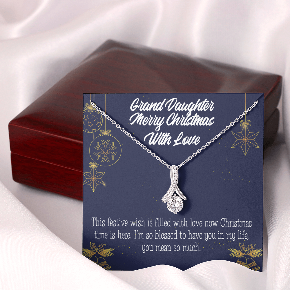 To My Granddaughter Merry Christmas Granddaughter Alluring Ribbon Necklace Message Card-Express Your Love Gifts