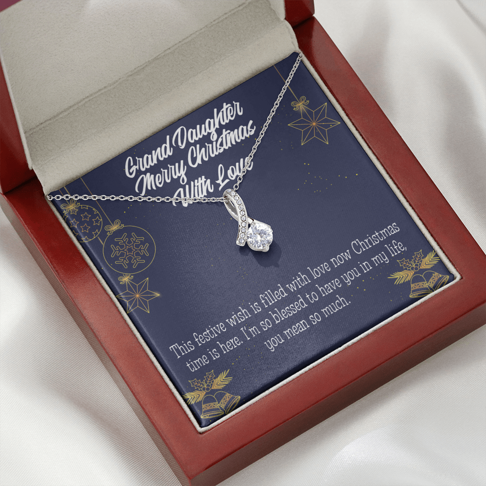 To My Granddaughter Merry Christmas Granddaughter Alluring Ribbon Necklace Message Card-Express Your Love Gifts
