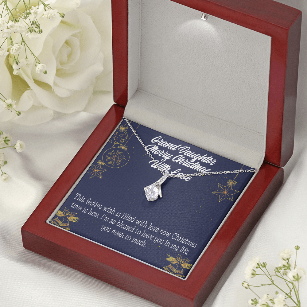 To My Granddaughter Merry Christmas Granddaughter Alluring Ribbon Necklace Message Card-Express Your Love Gifts