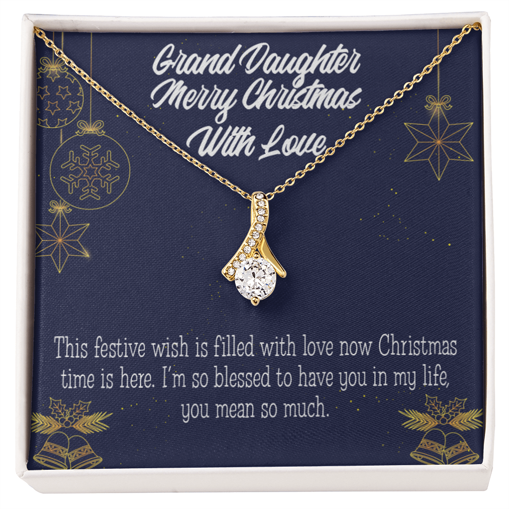 To My Granddaughter Merry Christmas Granddaughter Alluring Ribbon Necklace Message Card-Express Your Love Gifts
