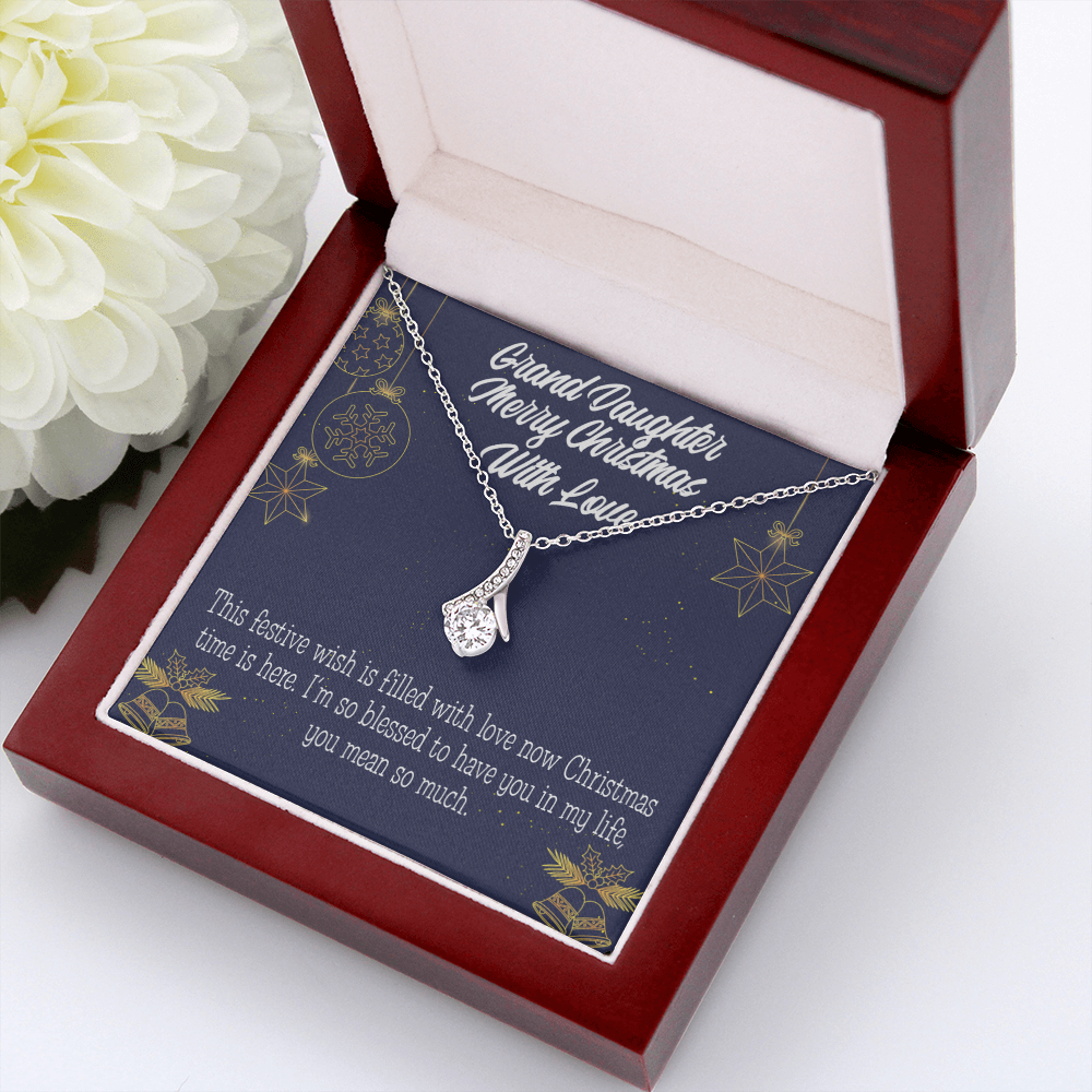 To My Granddaughter Merry Christmas Granddaughter Alluring Ribbon Necklace Message Card-Express Your Love Gifts