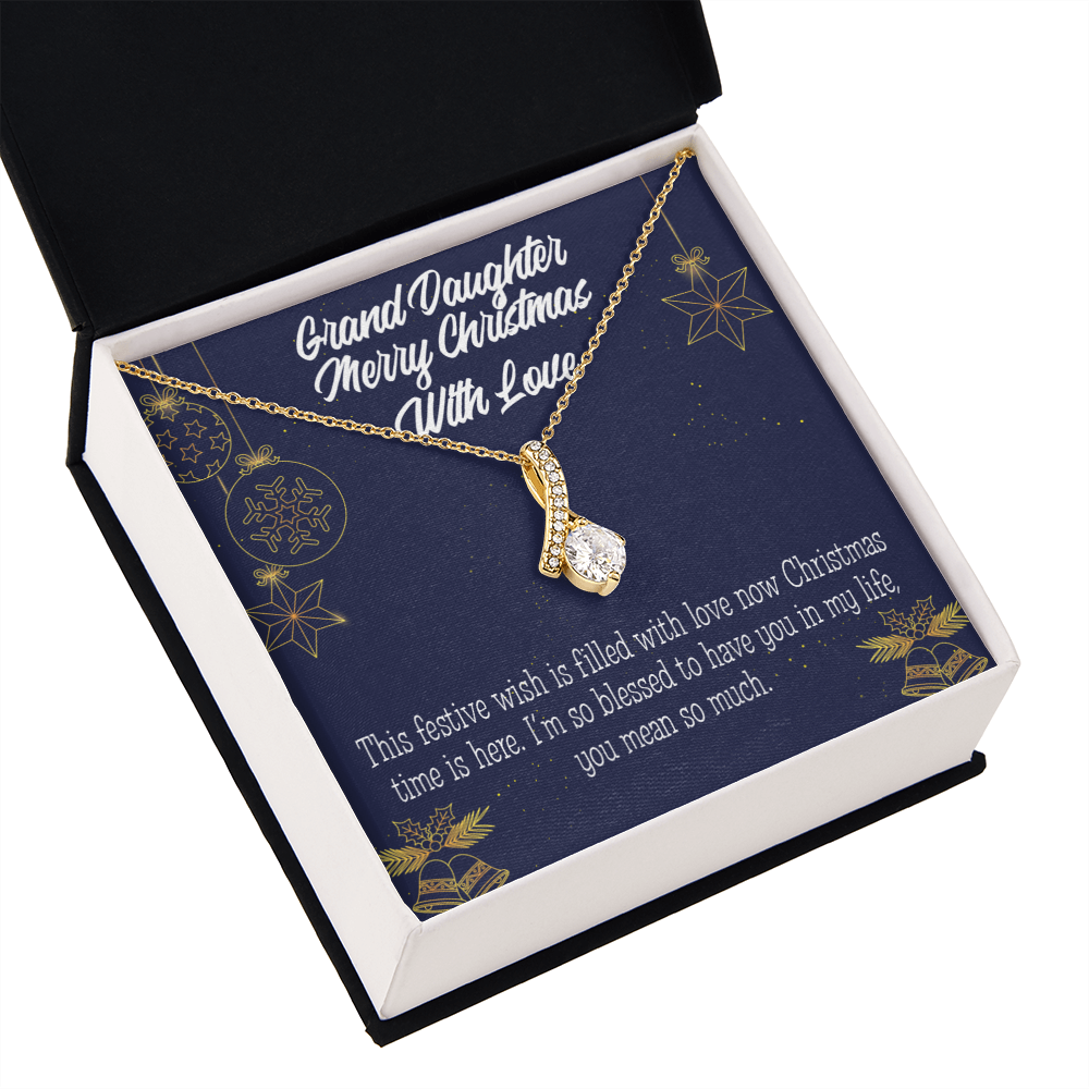 To My Granddaughter Merry Christmas Granddaughter Alluring Ribbon Necklace Message Card-Express Your Love Gifts
