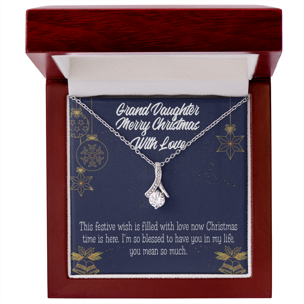 To My Granddaughter Merry Christmas Granddaughter Alluring Ribbon Necklace Message Card-Express Your Love Gifts