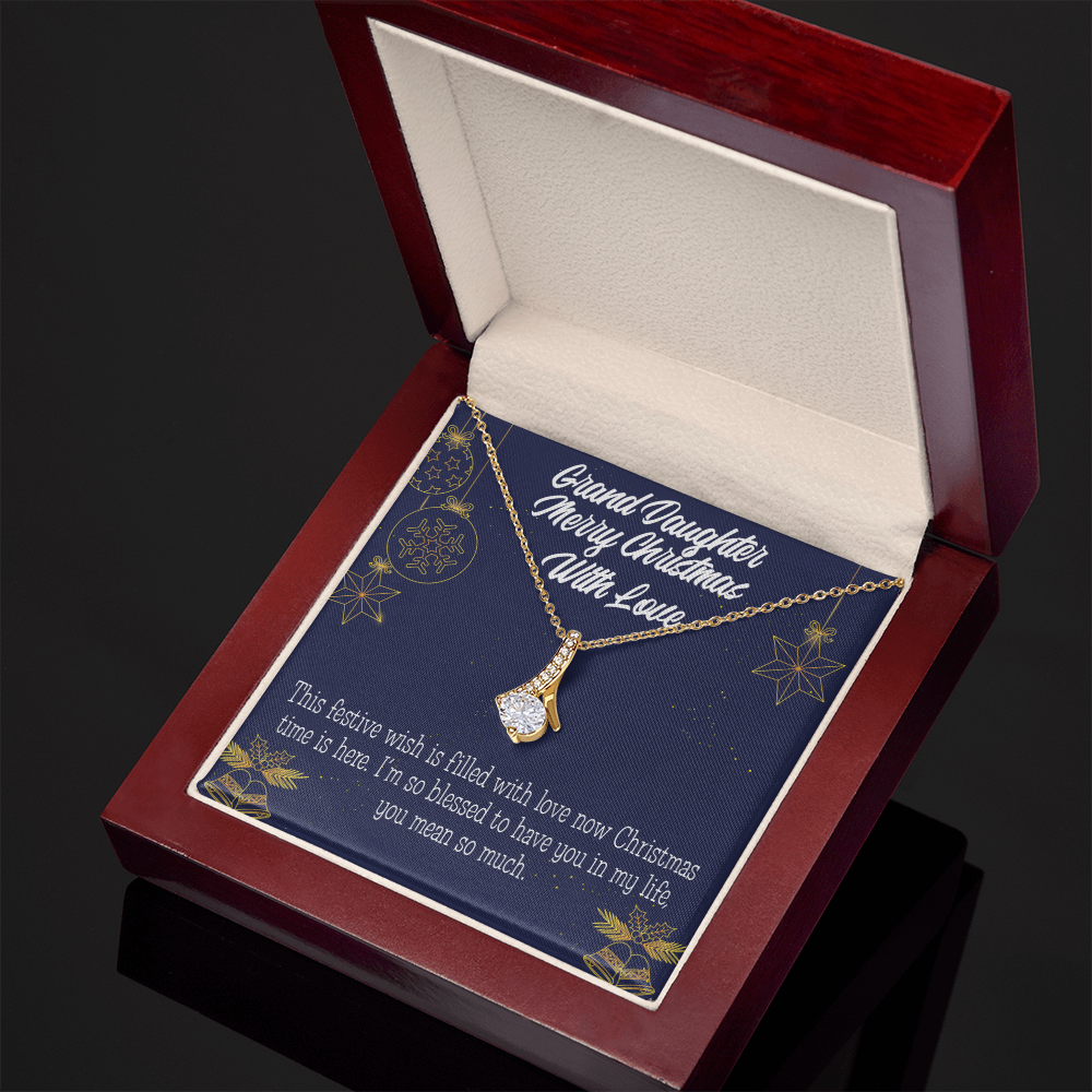 To My Granddaughter Merry Christmas Granddaughter Alluring Ribbon Necklace Message Card-Express Your Love Gifts