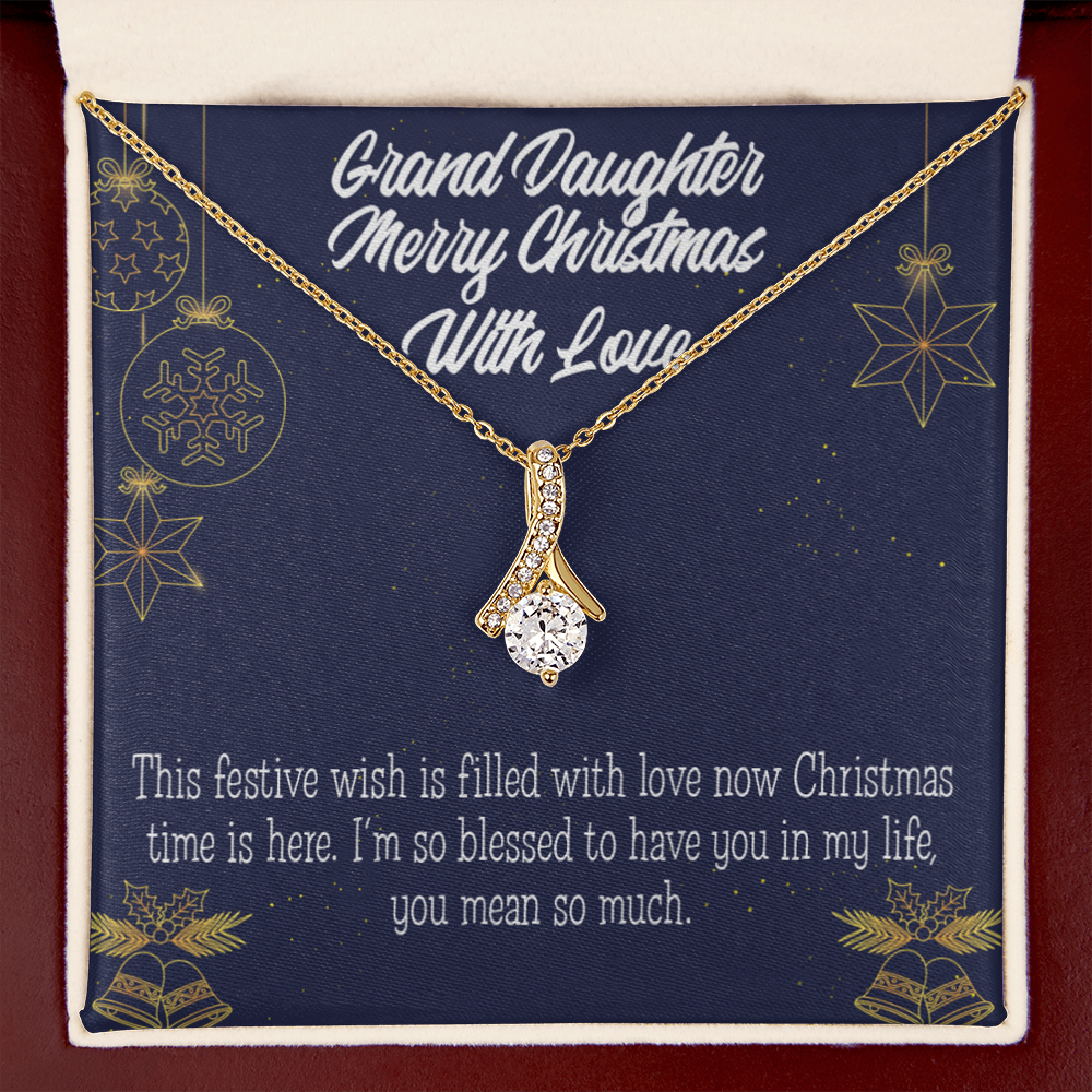 To My Granddaughter Merry Christmas Granddaughter Alluring Ribbon Necklace Message Card-Express Your Love Gifts