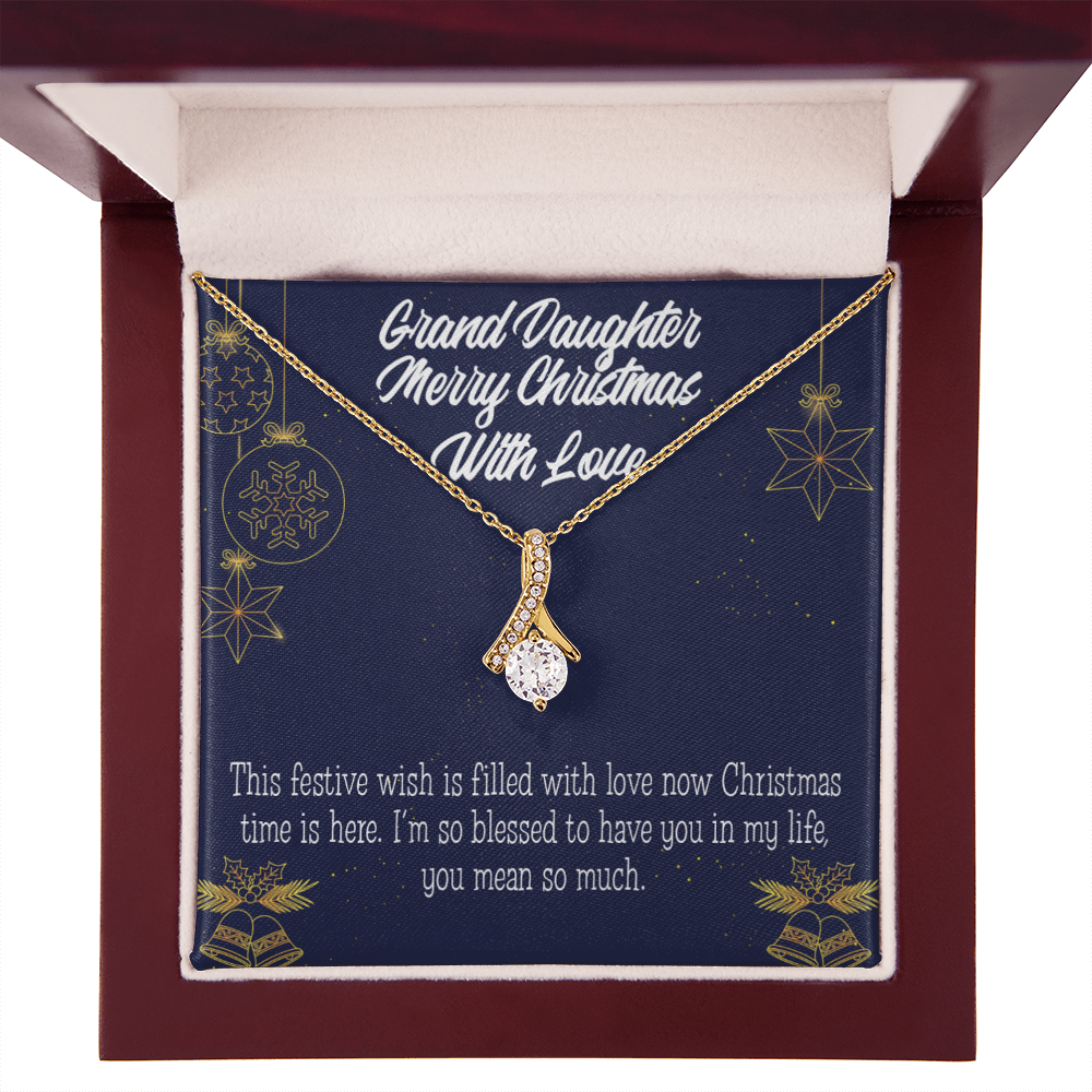 To My Granddaughter Merry Christmas Granddaughter Alluring Ribbon Necklace Message Card-Express Your Love Gifts