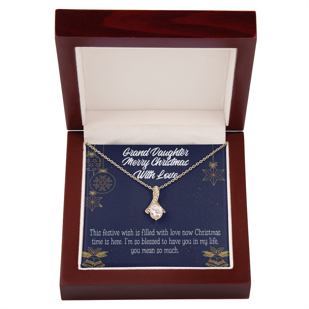 To My Granddaughter Merry Christmas Granddaughter Alluring Ribbon Necklace Message Card-Express Your Love Gifts