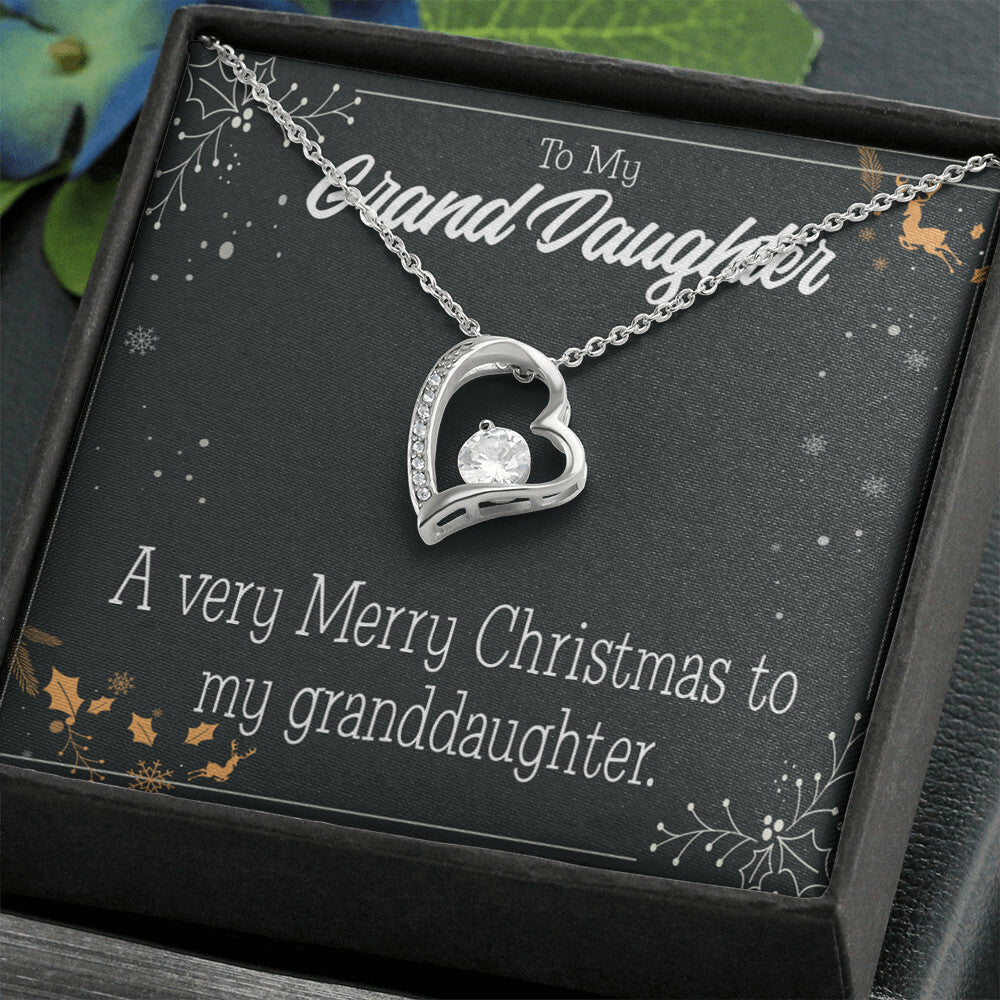To My Granddaughter Merry Christmas Granddaughter Forever Necklace w Message Card-Express Your Love Gifts