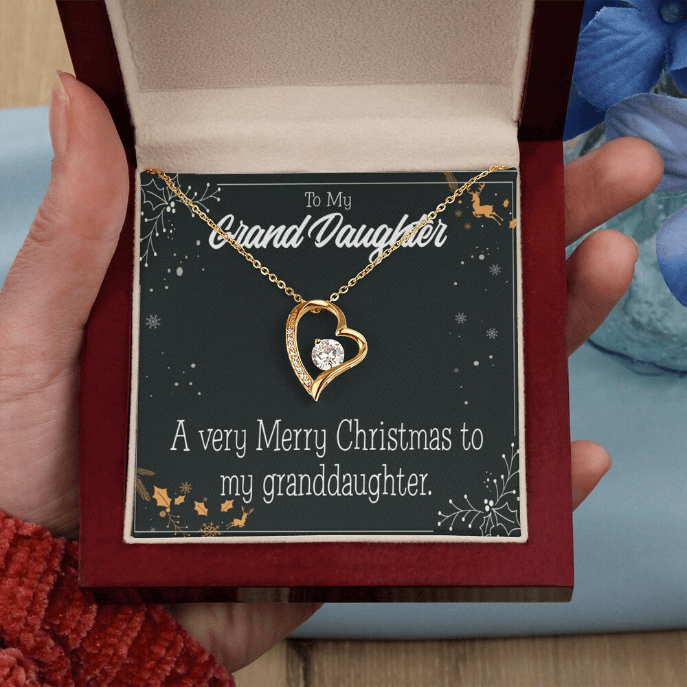 To My Granddaughter Merry Christmas Granddaughter Forever Necklace w Message Card-Express Your Love Gifts