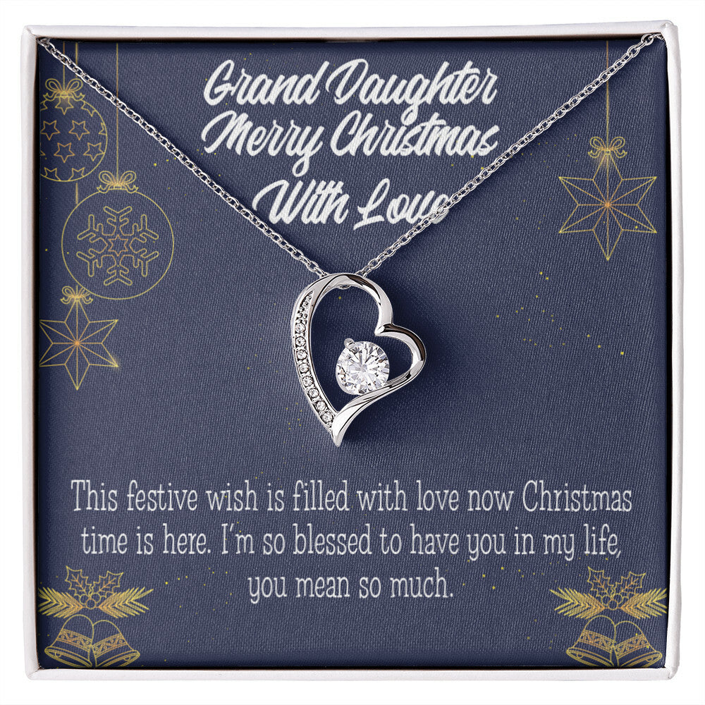 To My Granddaughter Merry Christmas With Love Forever Necklace w Message Card-Express Your Love Gifts
