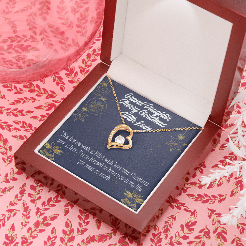 To My Granddaughter Merry Christmas With Love Forever Necklace w Message Card-Express Your Love Gifts