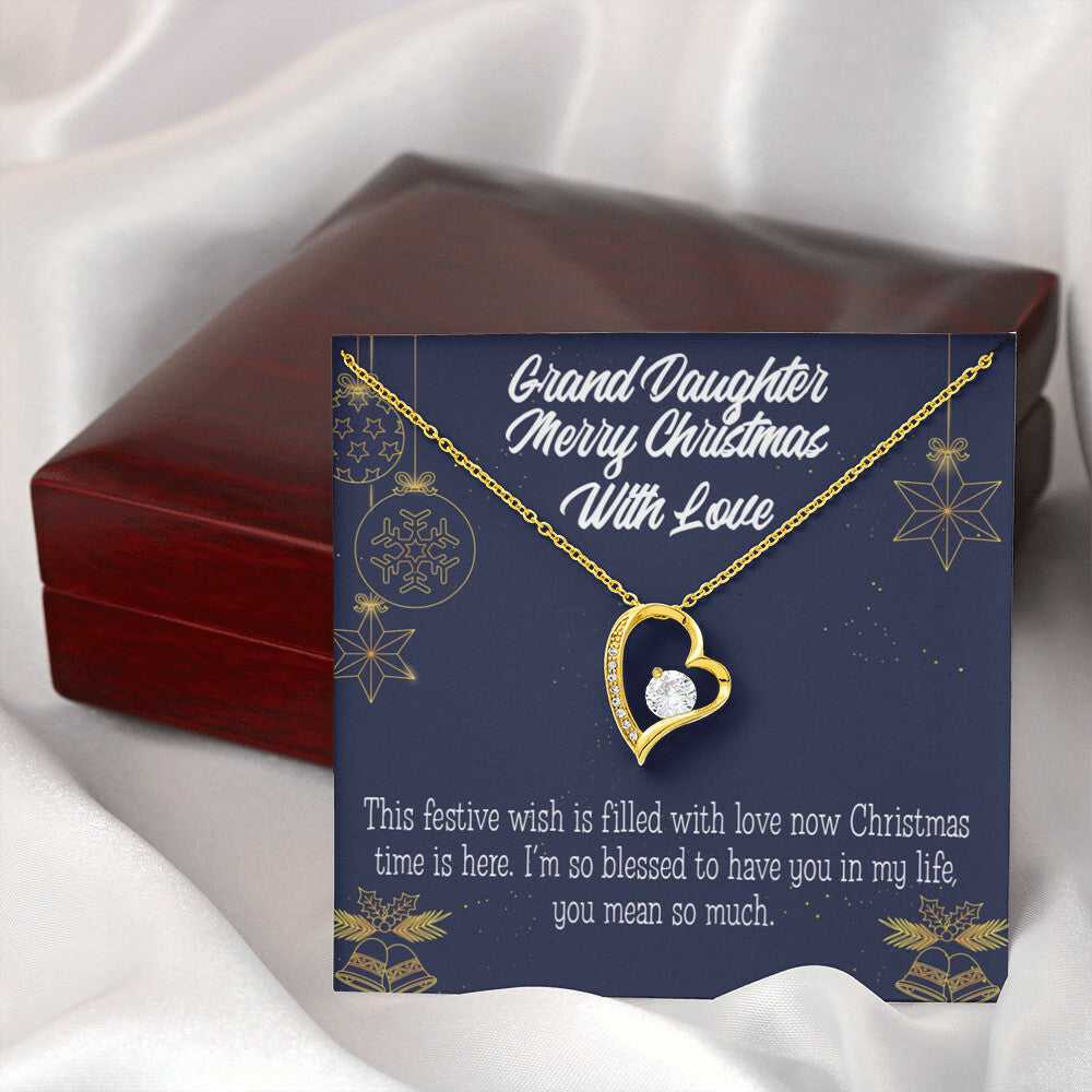 To My Granddaughter Merry Christmas With Love Forever Necklace w Message Card-Express Your Love Gifts