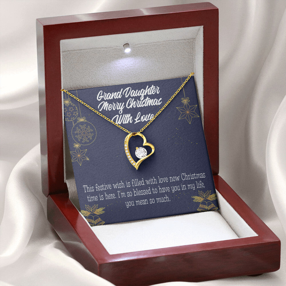 To My Granddaughter Merry Christmas With Love Forever Necklace w Message Card-Express Your Love Gifts