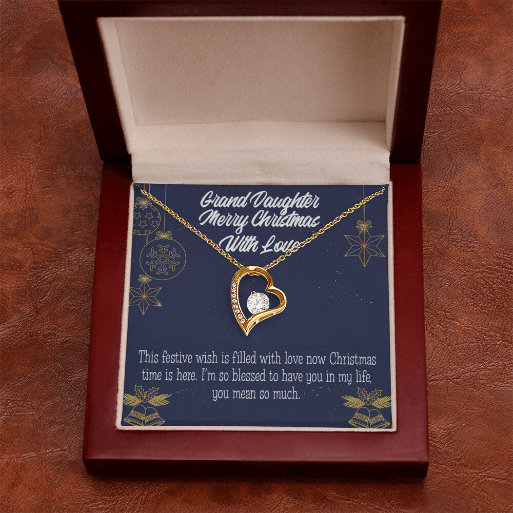 To My Granddaughter Merry Christmas With Love Forever Necklace w Message Card-Express Your Love Gifts