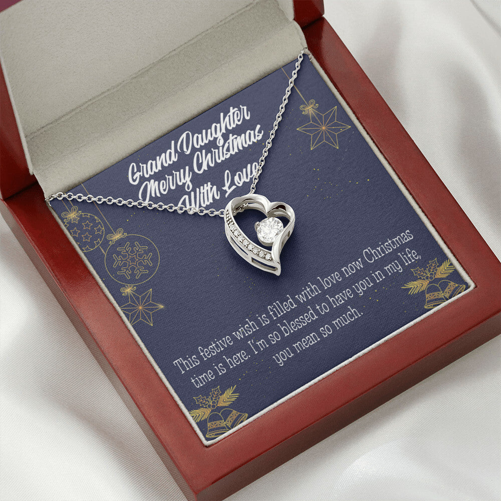 To My Granddaughter Merry Christmas With Love Forever Necklace w Message Card-Express Your Love Gifts