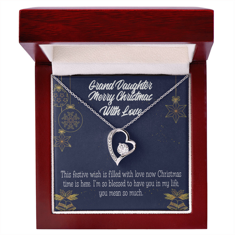 To My Granddaughter Merry Christmas With Love Forever Necklace w Message Card-Express Your Love Gifts