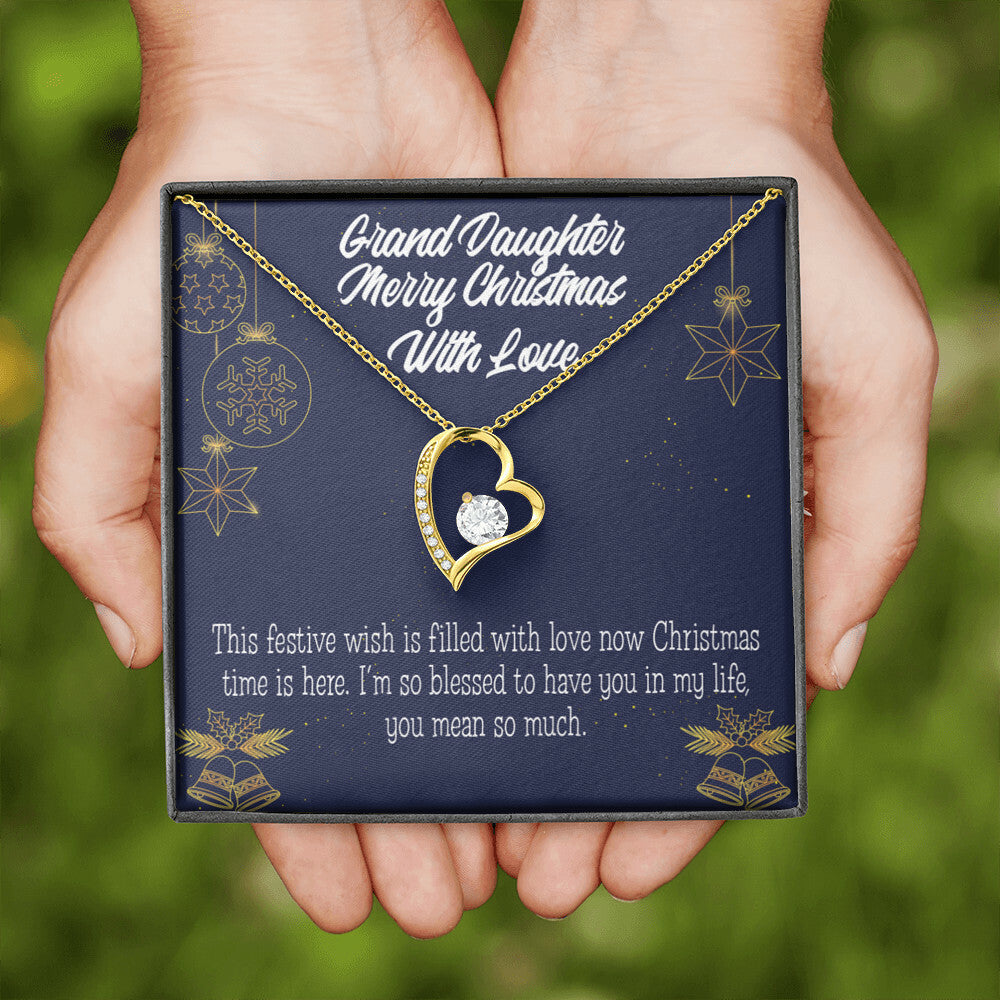 To My Granddaughter Merry Christmas With Love Forever Necklace w Message Card-Express Your Love Gifts