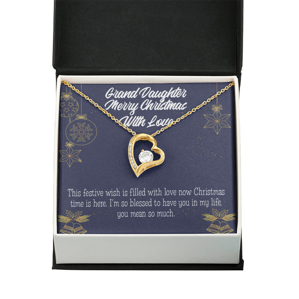To My Granddaughter Merry Christmas With Love Forever Necklace w Message Card-Express Your Love Gifts