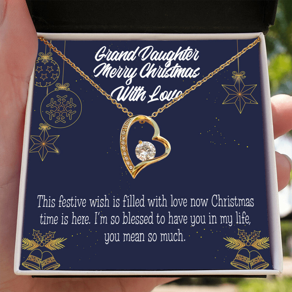 To My Granddaughter Merry Christmas With Love Forever Necklace w Message Card-Express Your Love Gifts