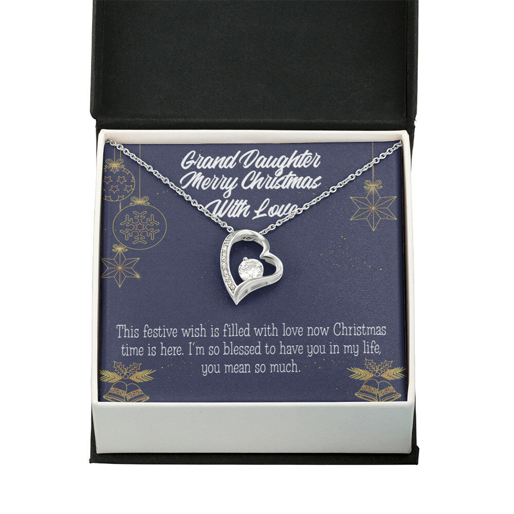 To My Granddaughter Merry Christmas With Love Forever Necklace w Message Card-Express Your Love Gifts