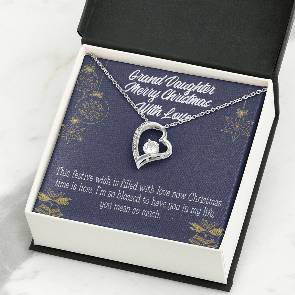 To My Granddaughter Merry Christmas With Love Forever Necklace w Message Card-Express Your Love Gifts