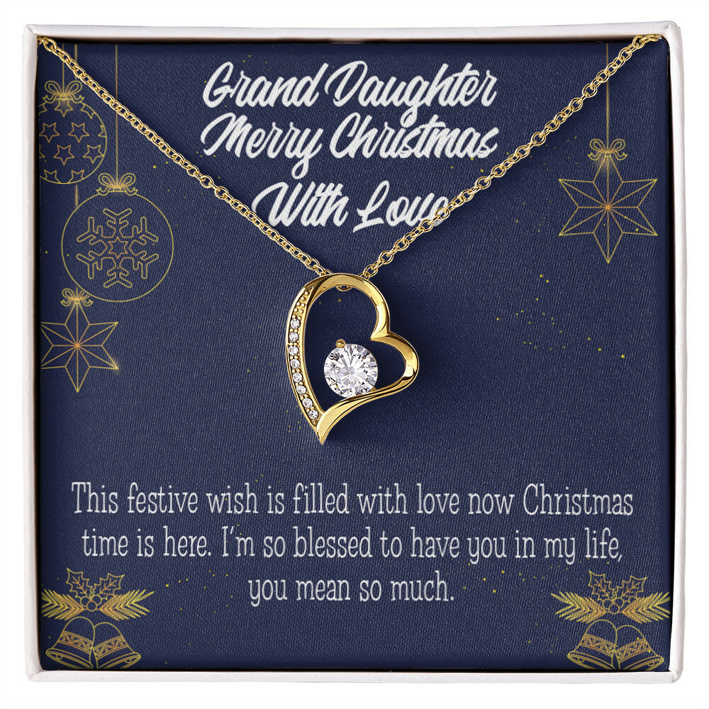 To My Granddaughter Merry Christmas With Love Forever Necklace w Message Card-Express Your Love Gifts