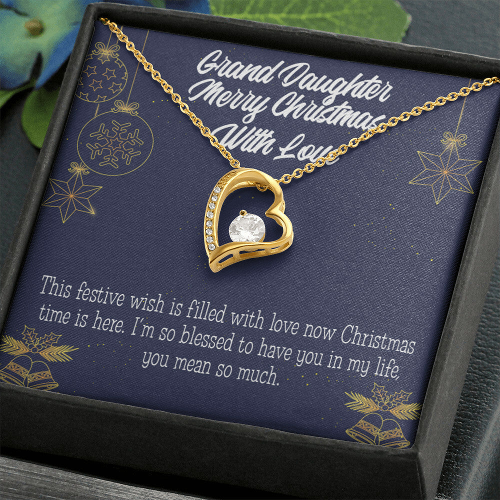 To My Granddaughter Merry Christmas With Love Forever Necklace w Message Card-Express Your Love Gifts
