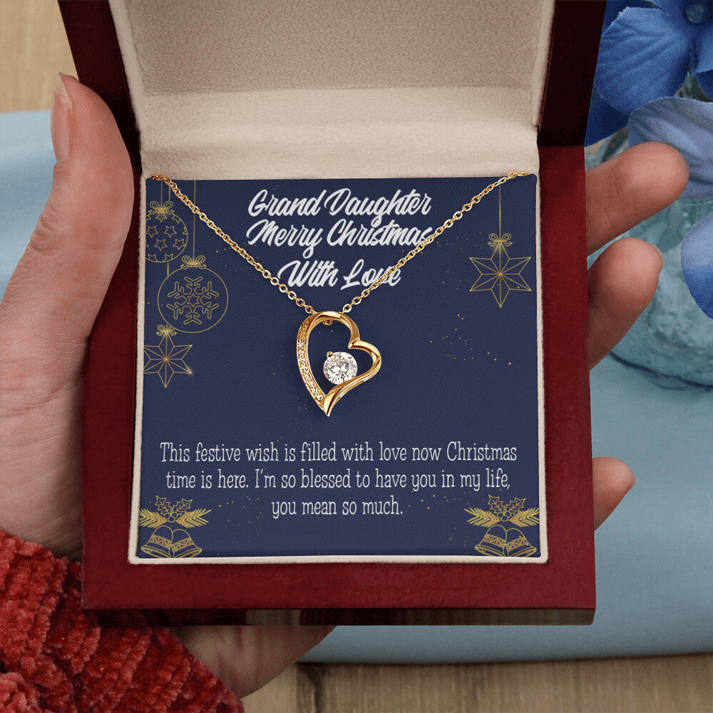 To My Granddaughter Merry Christmas With Love Forever Necklace w Message Card-Express Your Love Gifts