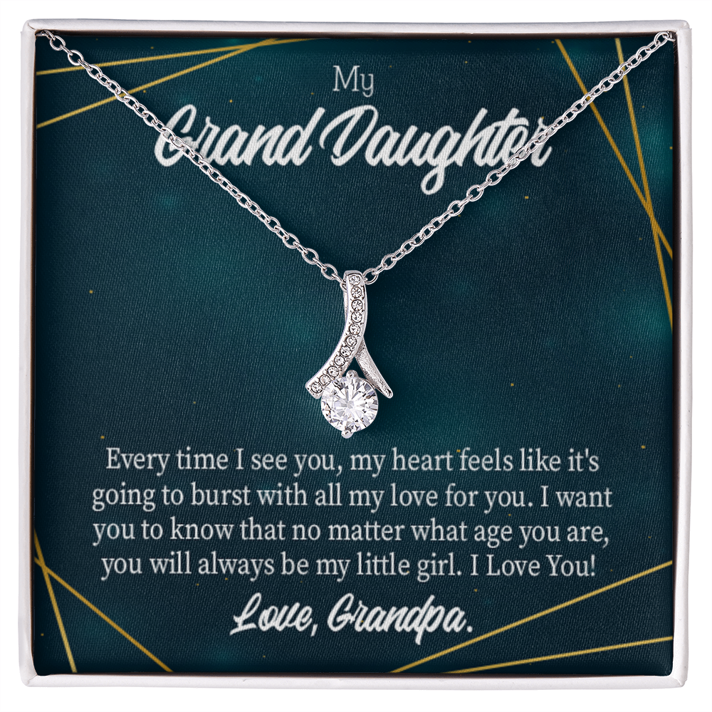 To My Granddaughter My Little Girl Alluring Ribbon Necklace Message Card-Express Your Love Gifts