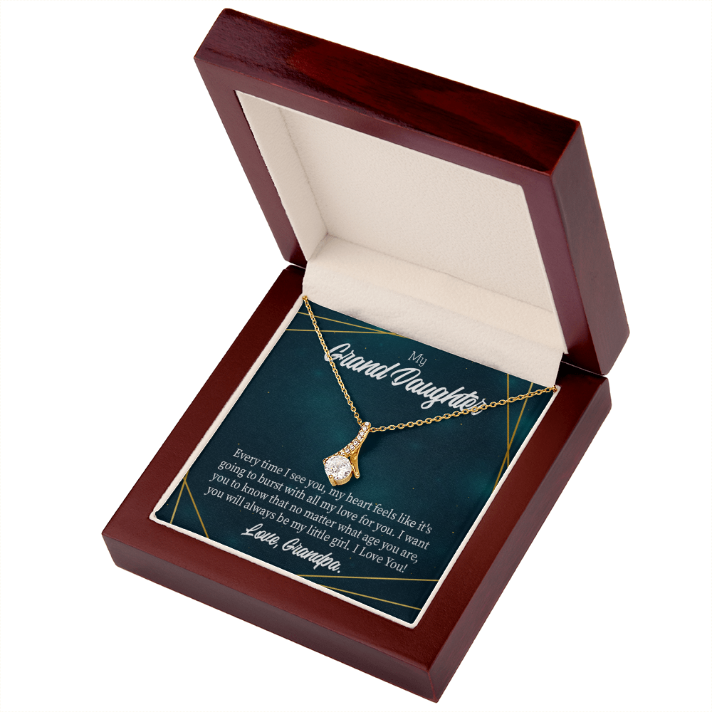 To My Granddaughter My Little Girl Alluring Ribbon Necklace Message Card-Express Your Love Gifts