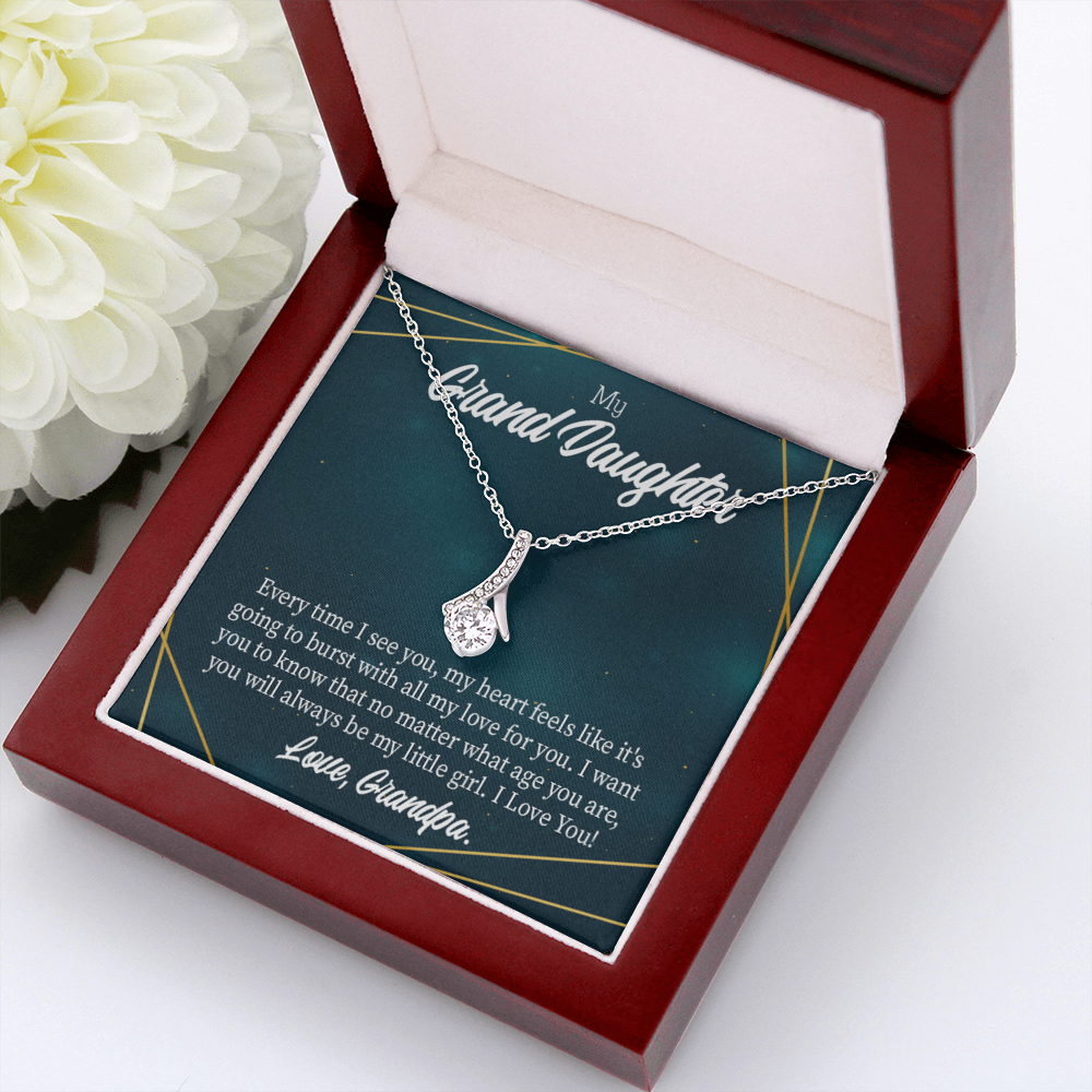 To My Granddaughter My Little Girl Alluring Ribbon Necklace Message Card-Express Your Love Gifts